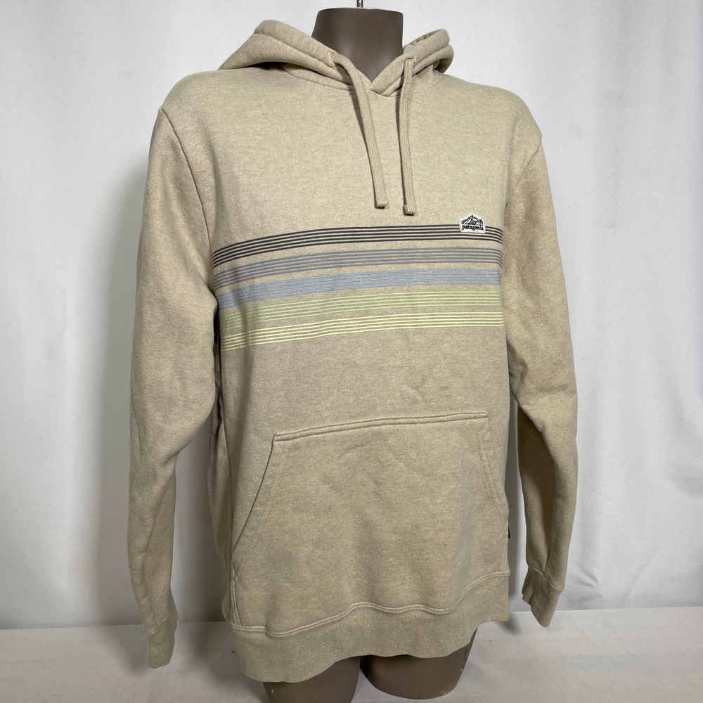 Patagonia Line Logo Ridge Stripe Uprisal Tan Hoodie Sweatshirt Women's LARGE - Picture 7 of 11